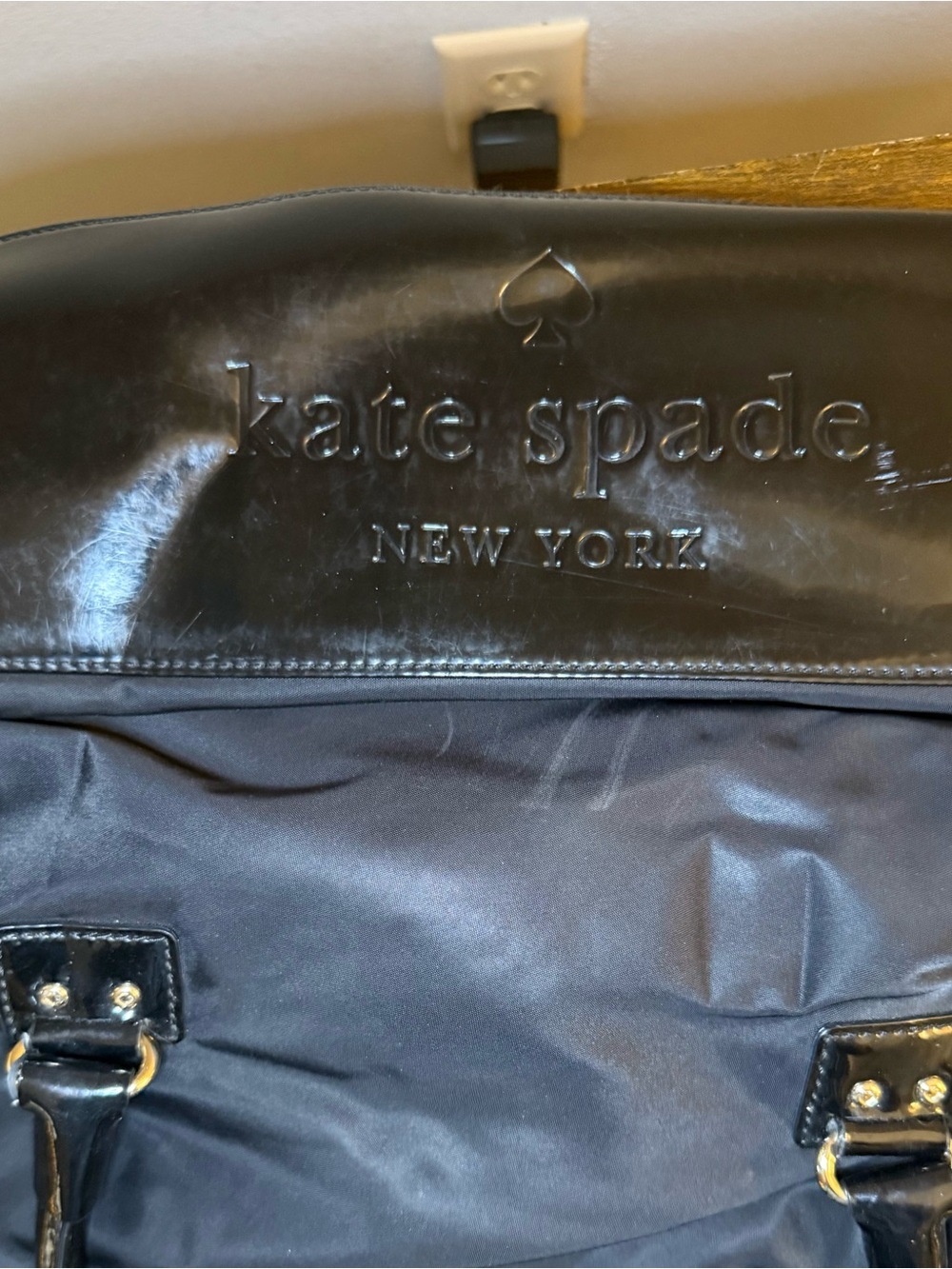 kate spade Black Nylon Shoulder Bag with Gold Plaque - Picture 4 of 10